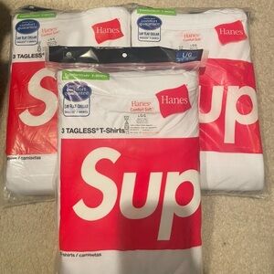 Supreme Hanes White Tagless T-Shirts